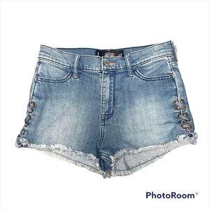 Hollister high rise short short lace up side jean shorts size 5/27 Y2K